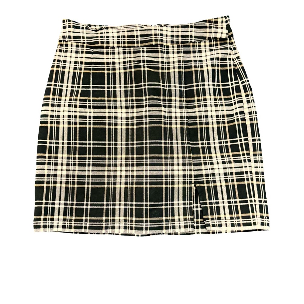 Garage Black & beige Plaid Pencil Skirt